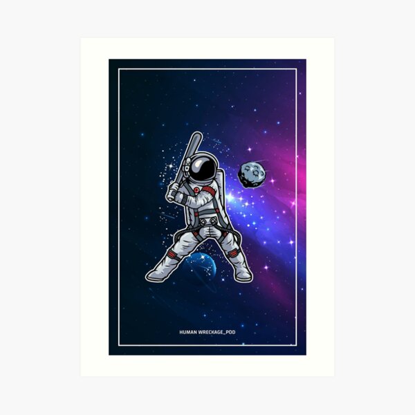 Outer Space Astronaut Plays Baseball With Moon Art Board Print for Sale by  peaktee