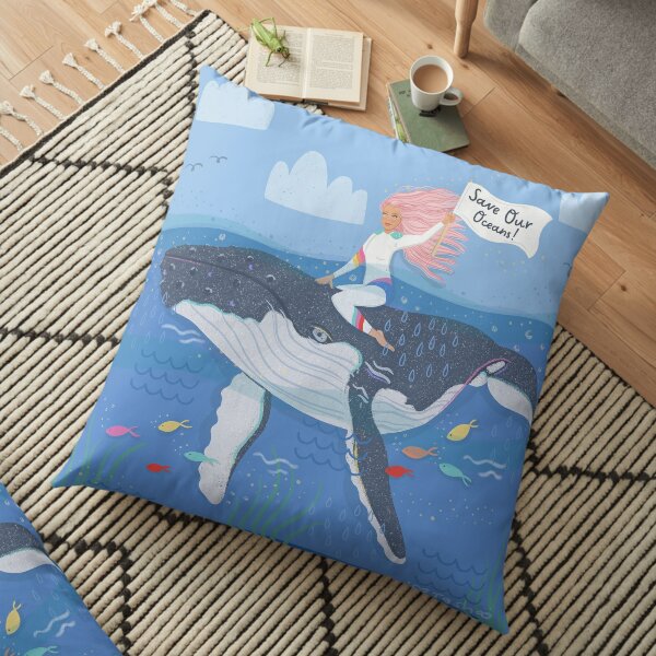 Save Our Oceans Floor Pillow