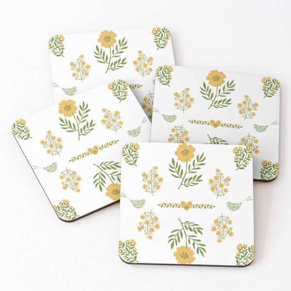 Item preview, Green and yellow folk style bird pattern designed and sold by Dolyaz.