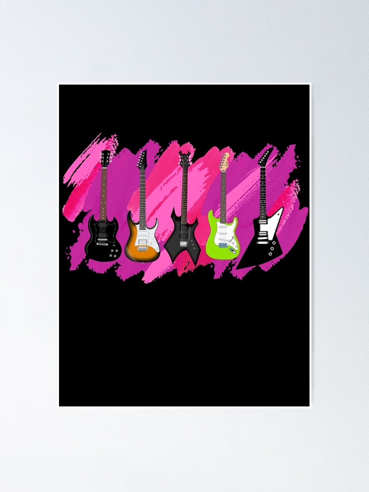 "Guitars" Poster by MeanMusician Redbubble