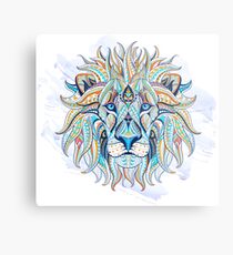 Ethnic Blue Lion Metal Print