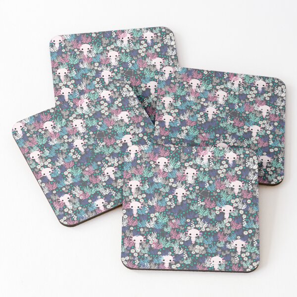 Item preview, Cute Axolotl and Coral Pattern designed and sold by kapotka.