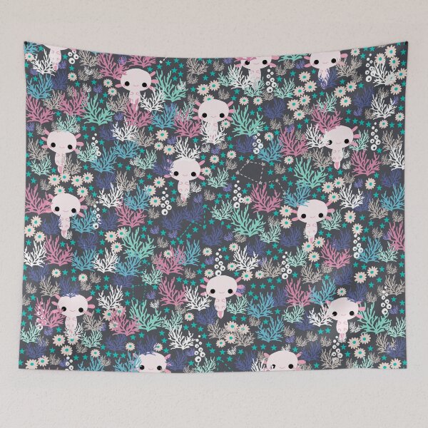 Item preview, Cute Axolotl and Coral Pattern designed and sold by kapotka.