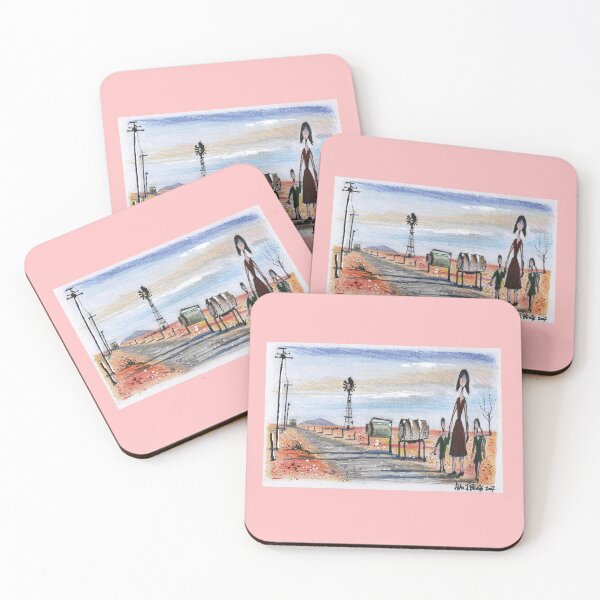 Item preview, Outback Australia sketch drawing of isolated country road with mailboxes designed and sold by Al Benge.