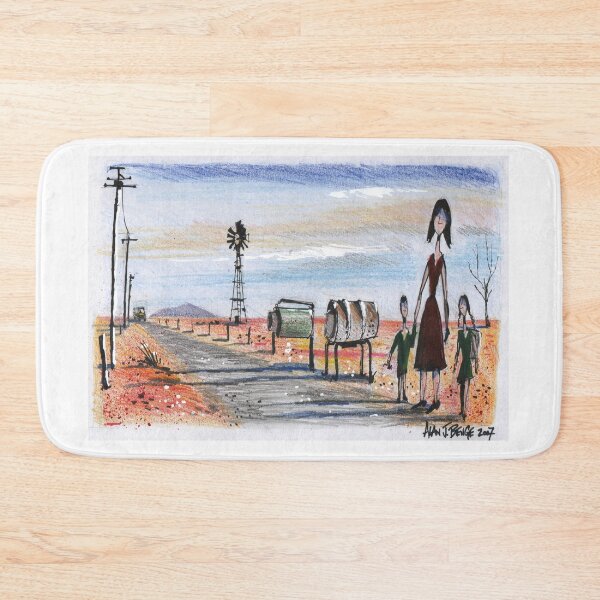 Item preview, Outback Australia sketch drawing of isolated country road with mailboxes designed and sold by Al Benge.