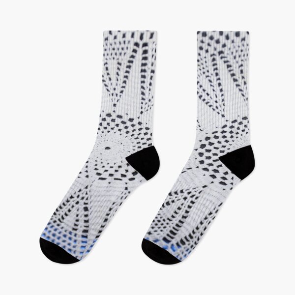 Item preview, White floral symmetric knitted cloth on black and blue background designed and sold by FCEalin.