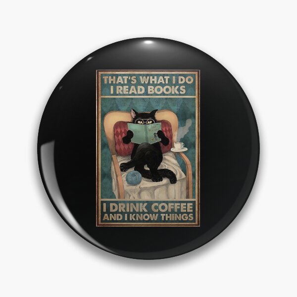 Item preview, Black cat reading book coffee know things  designed and sold by bertHome24.
