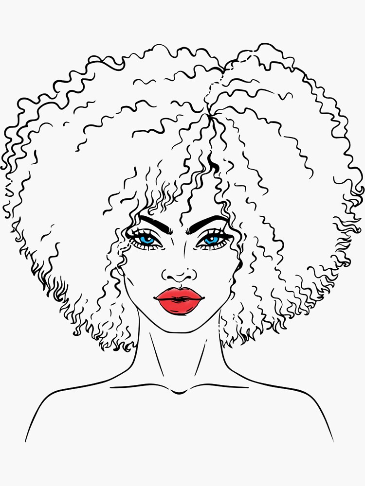 Aperçu 3 sur 3. Sticker avec l'œuvre Portrait de coiffure afro abstraite créée et vendue par The26.