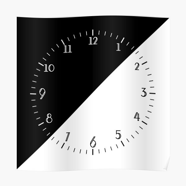 "Simple Black and White Clock With Numbers" Poster for Sale by Abde32