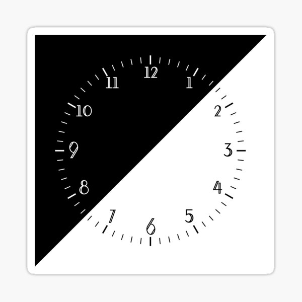 "Simple Black and White Clock With Numbers" Sticker by Abde32 Redbubble