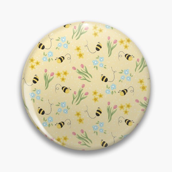 Item preview, Cute Spring Bee Tulips and Daffodils Flower Pattern Digital Illustration designed and sold by AlmightyClaire.