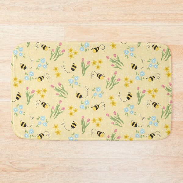 Item preview, Cute Spring Bee Tulips and Daffodils Flower Pattern Digital Illustration designed and sold by AlmightyClaire.