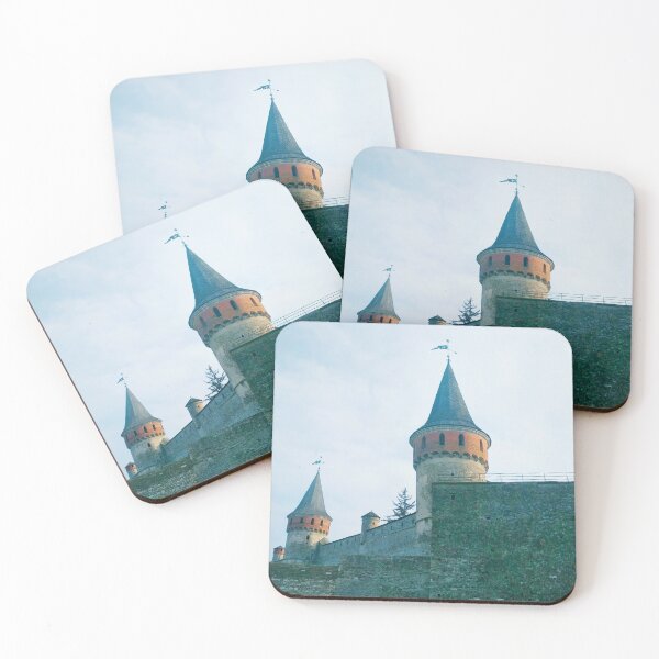 Item preview, Some turrets of the Old Fortress against the background of the blue cloudy sky, Kamenets-Podolsky, Ukraine designed and sold by helenkaiy.