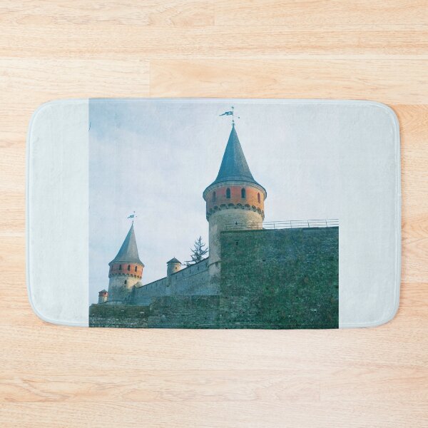 Item preview, Some turrets of the Old Fortress against the background of the blue cloudy sky, Kamenets-Podolsky, Ukraine designed and sold by helenkaiy.