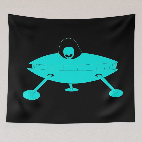 Item preview, Landing Ufo Cyan on Black designed and sold by PK-inK.