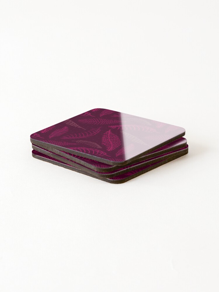 Thumbnail 4 of 5, Coasters (Set of 4), Stitched Raspberry Feathers designed and sold by wellingtonboot.