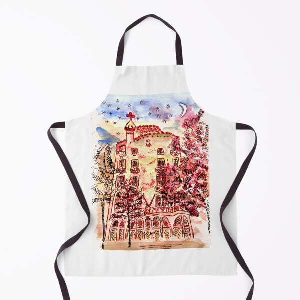 Item preview, Barcelona at night, watercolor, casa mila by night, starry night in Barcelona designed and sold by Ala Lopatniov.