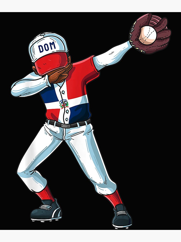 Dabbing Baseball Player Drawing With Baseball Ball Poster