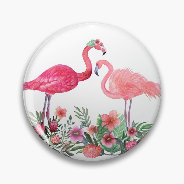 Artikelvorschau, Flamingo mit tropischen Blumen von Magenta Rose Designs entworfen und verkauft von MagentaRose.