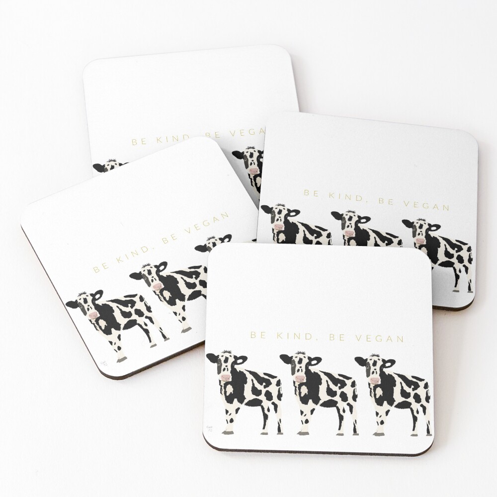 Cows, Go Vegan Coasters (Set of 4)