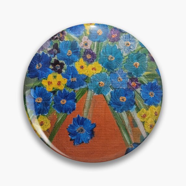 Item preview, Some abstract mixed flowers in a metallic vase  designed and sold by kkartwork.