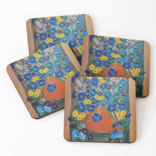 Item preview, Some abstract mixed flowers in a metallic vase  designed and sold by kkartwork.