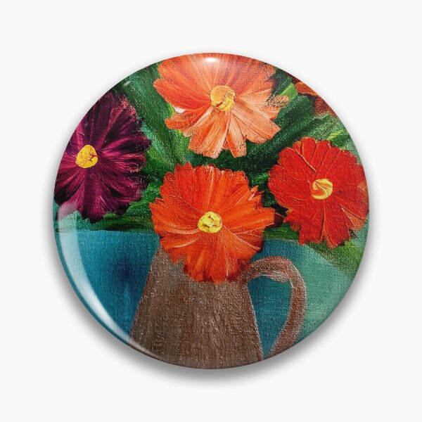 Item preview, Some abstract mixed flowers in a metallic vase  designed and sold by kkartwork.