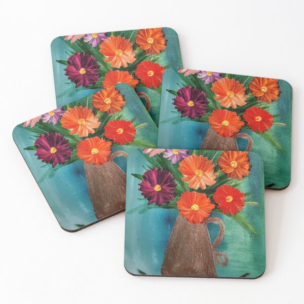 Item preview, Some abstract mixed flowers in a metallic vase  designed and sold by kkartwork.