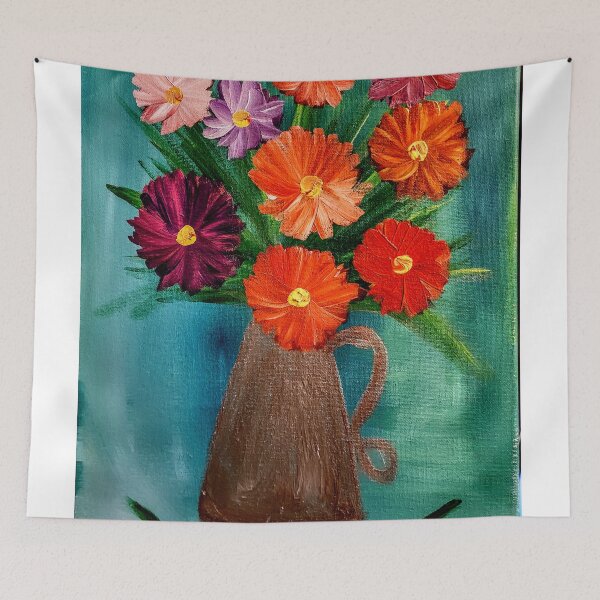 Item preview, Some abstract mixed flowers in a metallic vase  designed and sold by kkartwork.