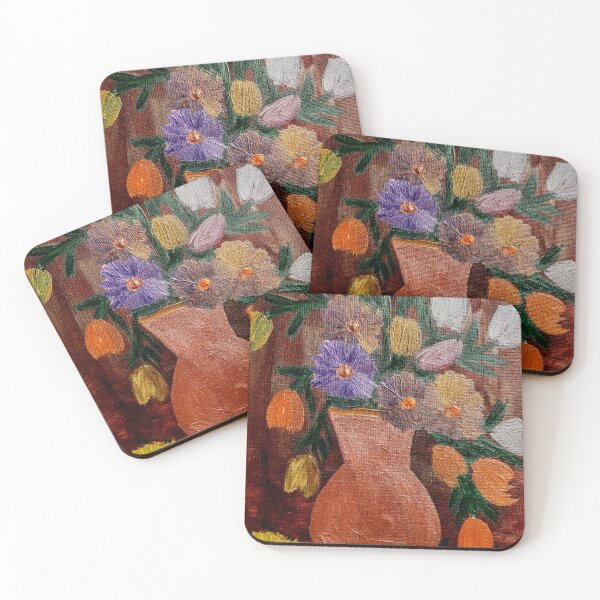 Item preview, Some abstract mixed flowers in a metallic vase  designed and sold by kkartwork.