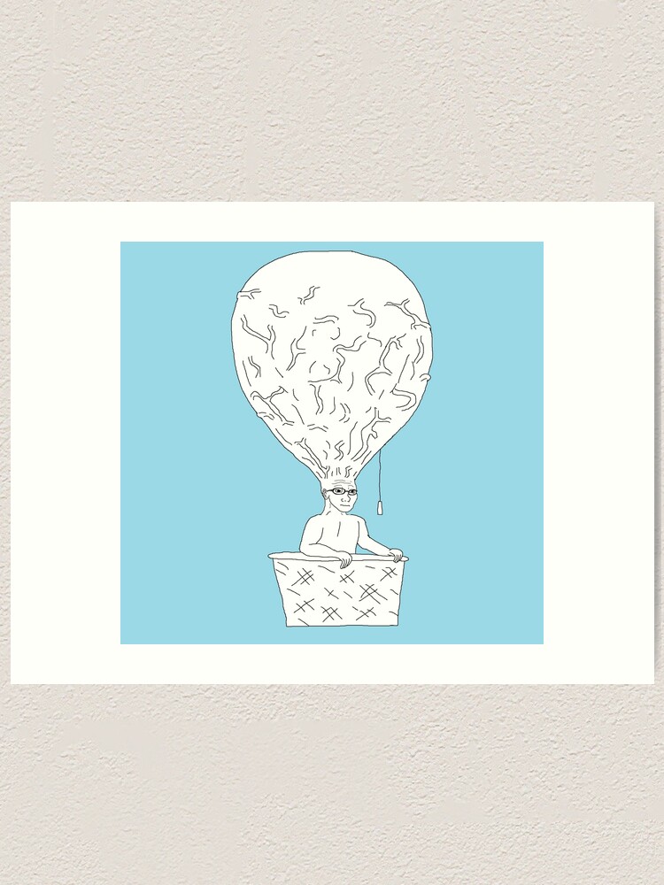 "Wojack With Hot Air Balloon Head" Art Print by D1mon Redbubble