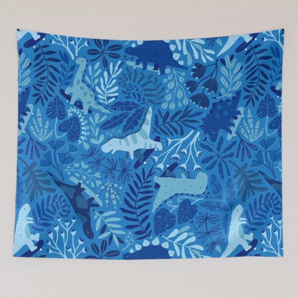 Item preview, Blue Dinosaurs and Tropical botanical jungle leaves. Skateboard sport. designed and sold by kostolom3000.