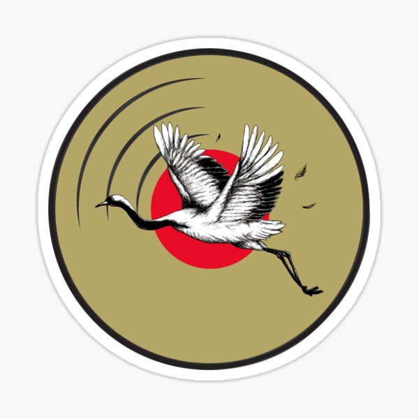 Vinyl Vintage Design With A Japanese Red Crowned Crane Sticker For