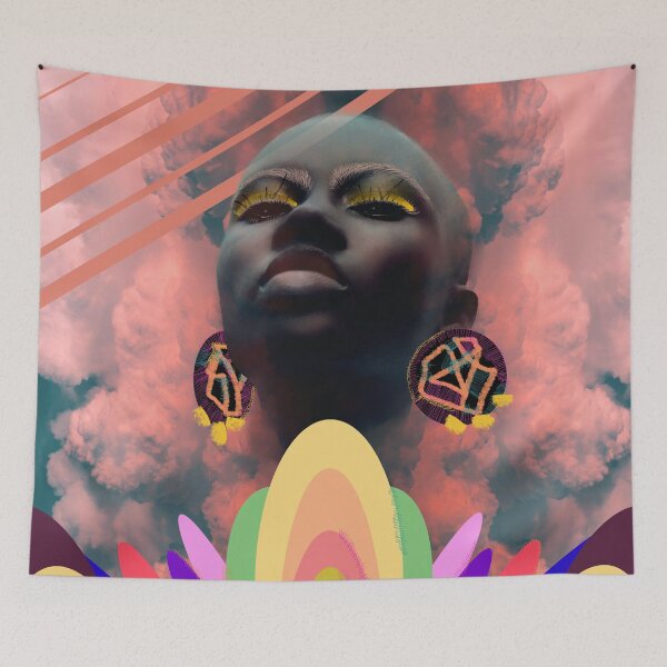 Item preview, In the Clouds Digital Art Pink Yellow Orange designed and sold by Susanne Margarete Lutz.