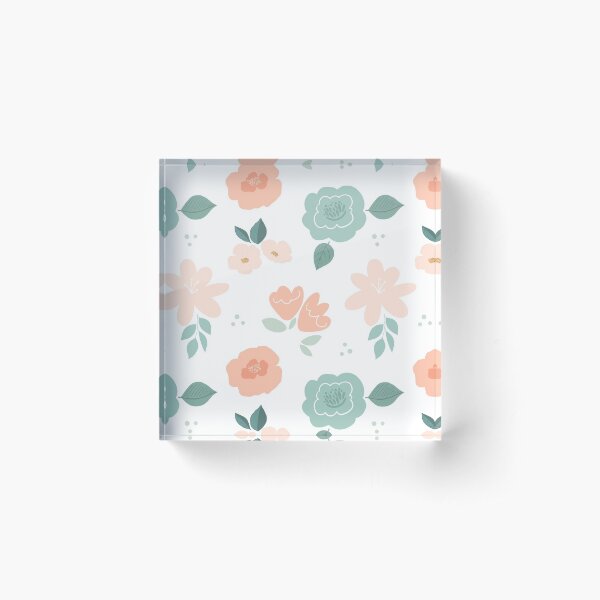 Vista previa del artículo con la obra «Blush Pink and Mint Floral, estampado floral dulce, decoración de niña, flores, flores bonitas», diseñado y vendido por cateandrainn.