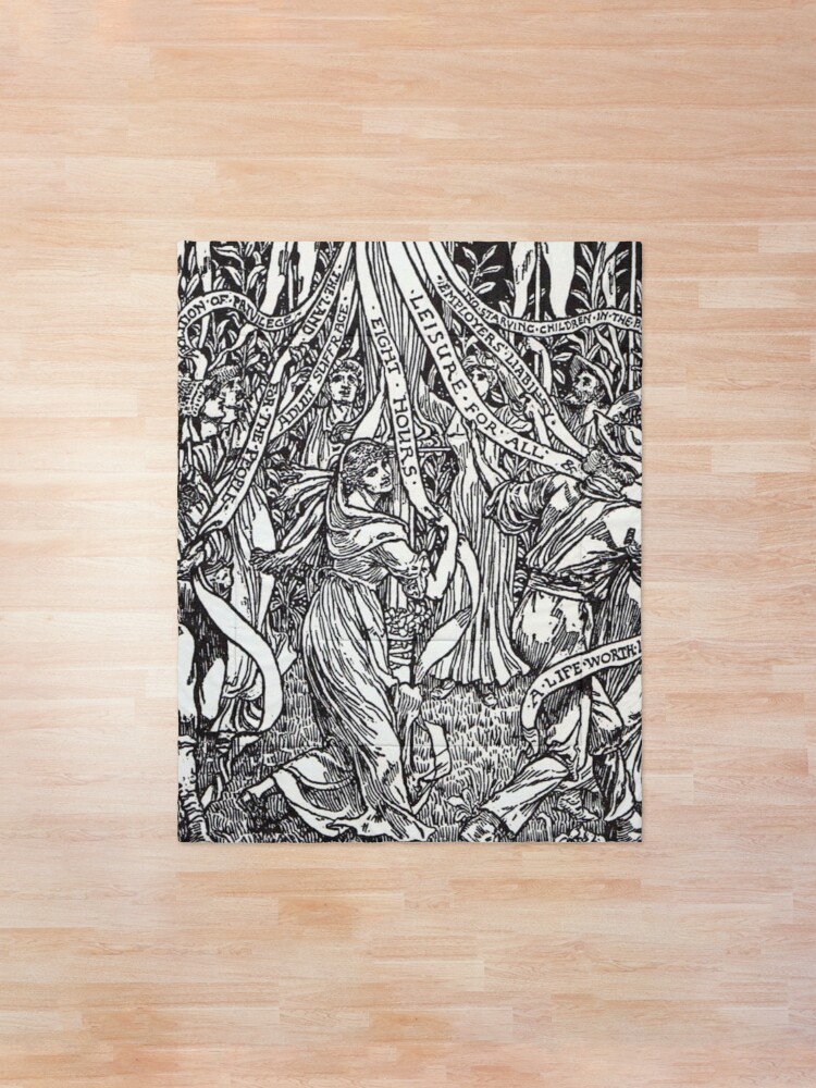 Alternate view of Walter Crane illustration: The Workers May Pole - May Day Beltane Ritual Comforter