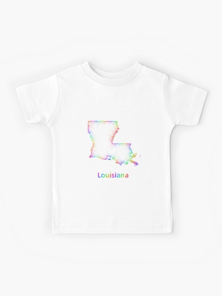 Louisiana Map with Louisiana State Flag | Kids T-Shirt