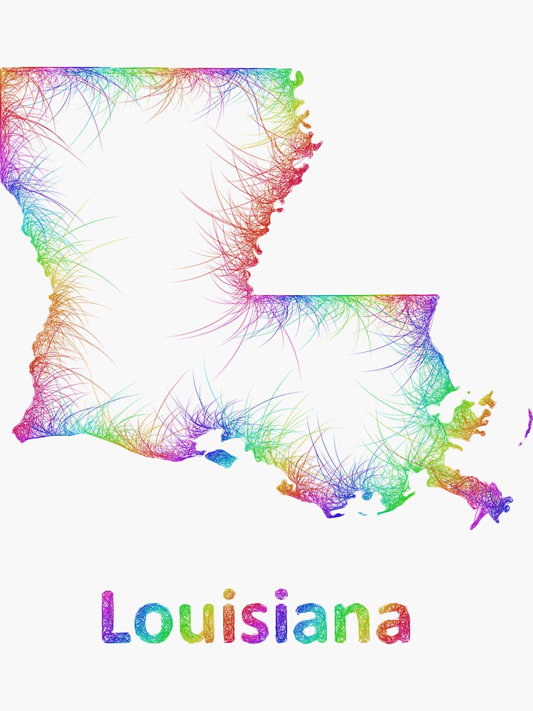 "Rainbow Louisiana map" Sticker for Sale by davidzydd Redbubble