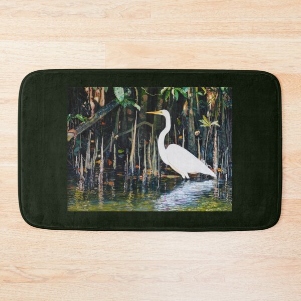 Item preview, Mute Witness Egret Bird in Swamp Landscape designed and sold by Jane Ianniello.