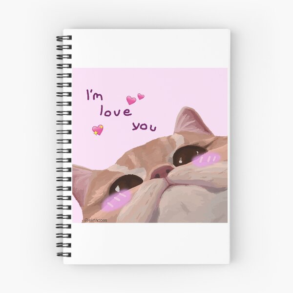 Item preview, I love you Cute Meme Cat Blushing designed and sold by Elina On Twitch.