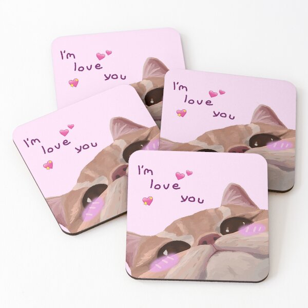 Item preview, I love you Cute Meme Cat Blushing designed and sold by Elina On Twitch.