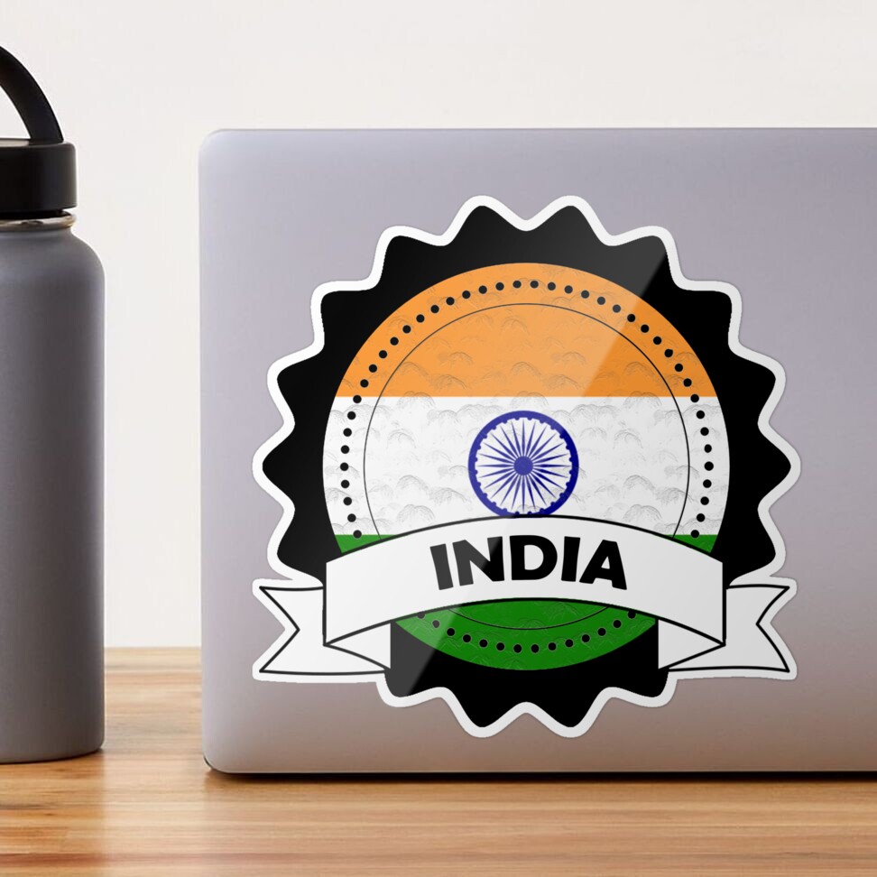 India Emblem-Badge-Flag Sticker for Sale by Gina-Driada