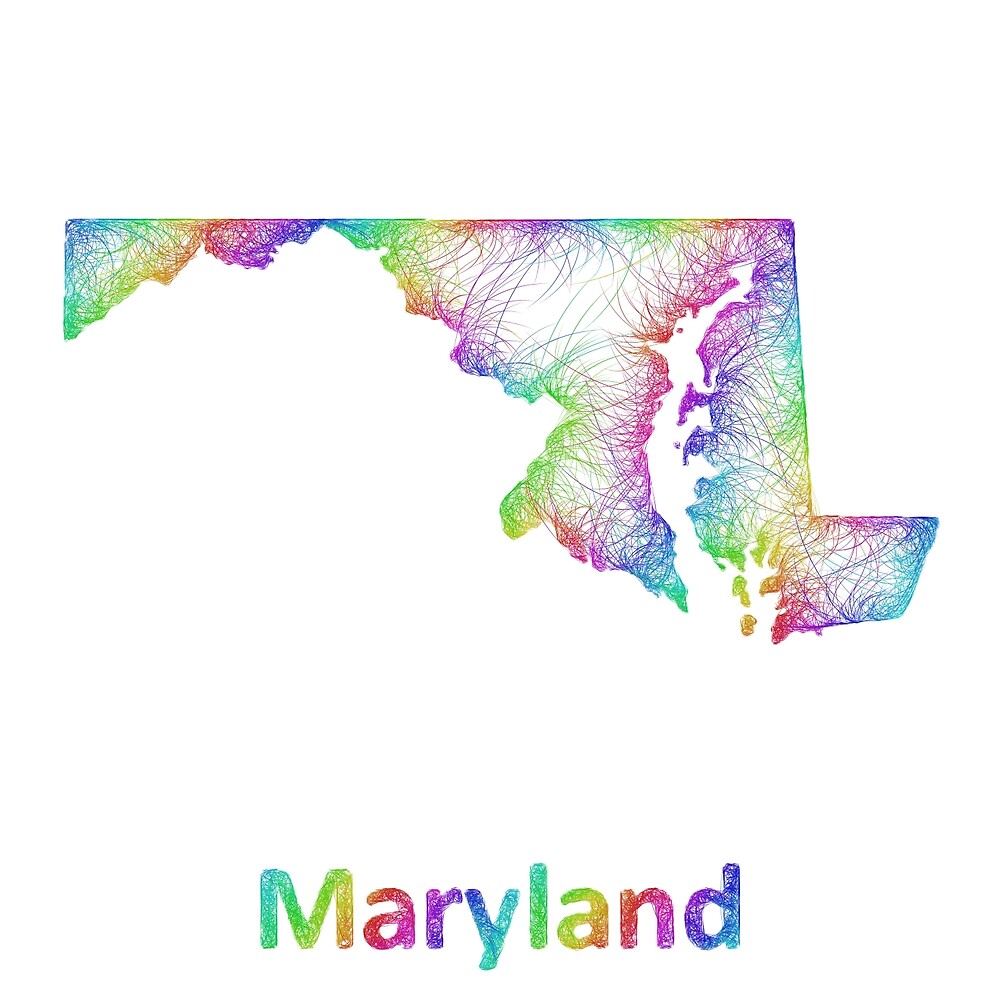 "Rainbow Maryland map" by davidzydd Redbubble