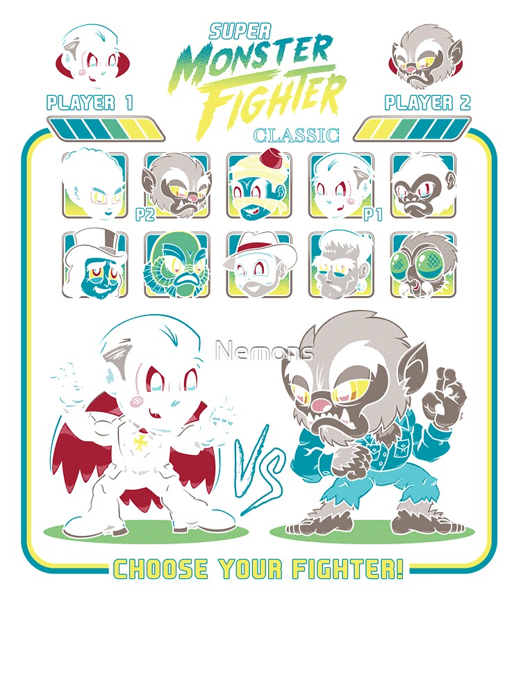 Super Monster Fighter - Cartoon Chibi Style - Retro Video Game - Classic Vintage Horror Super Monster Fighter - Cartoon Chibi Style - Retro Video Game - Classic Vintage Horror