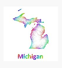 Rainbow Michigan map Photographic Print