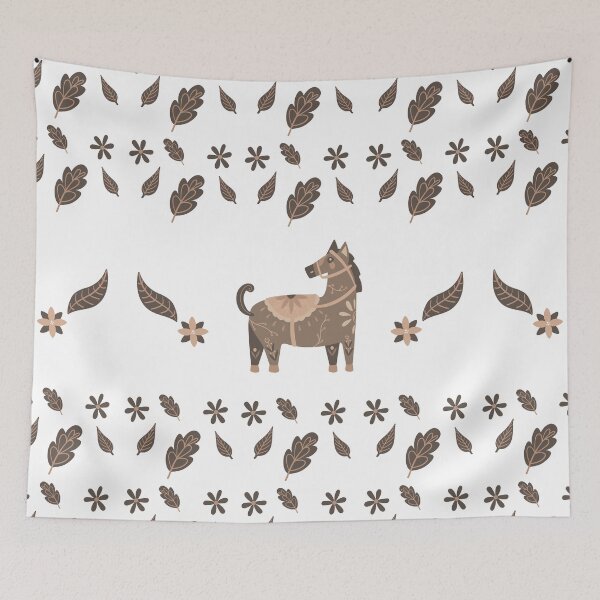 Item preview, Brown folklore horse pattern designed and sold by Dolyaz.