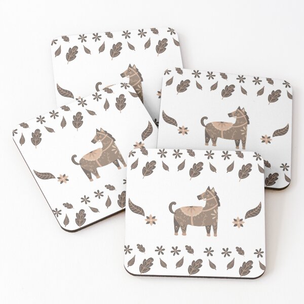 Item preview, Brown folklore horse pattern designed and sold by Dolyaz.
