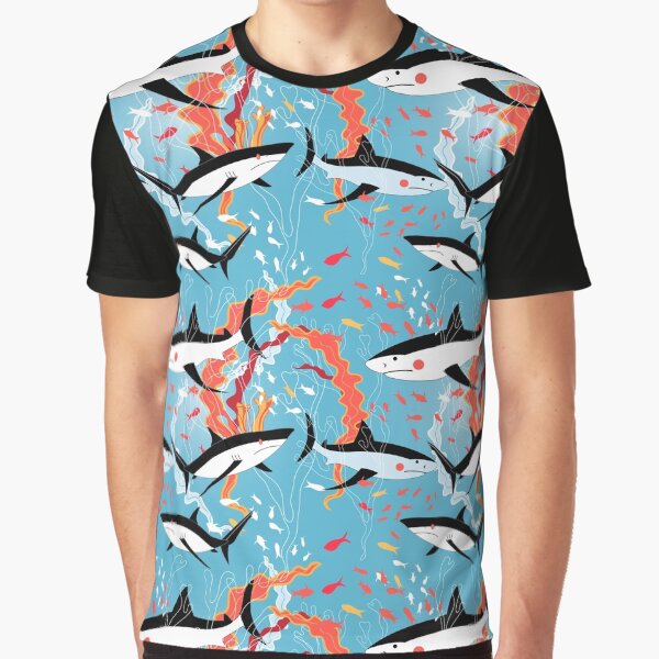 Graphic pattern of swimming sharks Graphic T-Shirt
