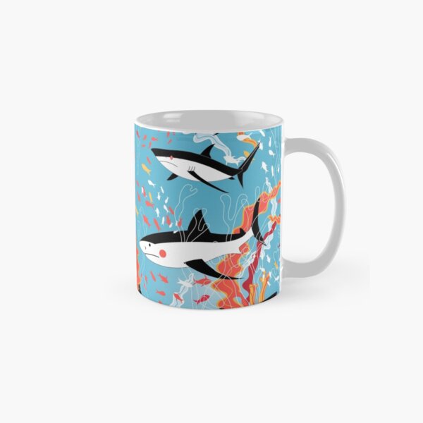Graphic pattern of swimming sharks Classic Mug