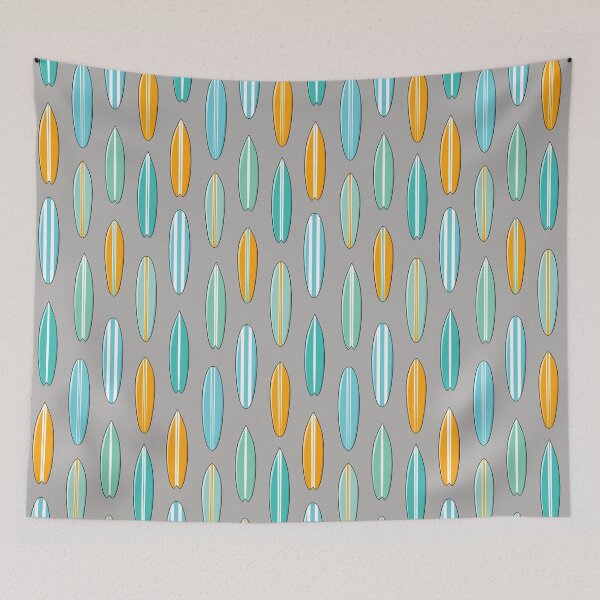 Item preview, Surf's Up - surfboard on grey beach designed and sold by littlearrow.